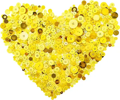 650Pcs Yellow Craft Buttons Bulk Yellow Buttons For Crafts Assorted Button Yello • $10.55