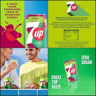 7UP Free Zero Cherry 330ml (Pack Of 24) Brand New Best Fast Delivery In UK • £10.32