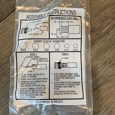 Lot Of 5  ADC  BNC-RA-3  0320  75 Ohm  Right Angle Mini Coax Crimp-on Connector • $12.99