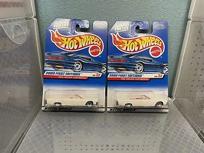 Lot 2 Hot Wheels 1964 Lincoln Continental Convertible 2000 First Editions White • $6