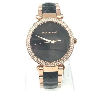 $114.99 • Buy Michael Kors MK6414 Parker Black Acrylic Band Rose Gold Tone 39mm Ladies Watch