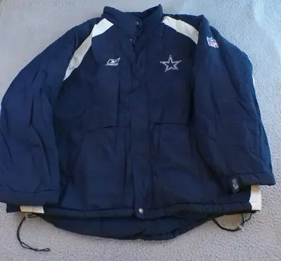 Dallas Cowboys Jacket Men's 2XL Blue Full Zip Pockets Reebok NFL Logo Coat • $28.88