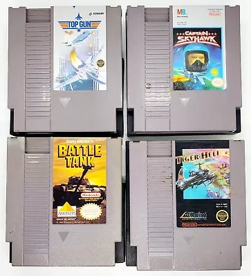 Vintage 4 Game LOT (NES 1985) Top Gun/Captain Skyhawk/BattleTank/Tiger-Heli 🔥 • $39.99