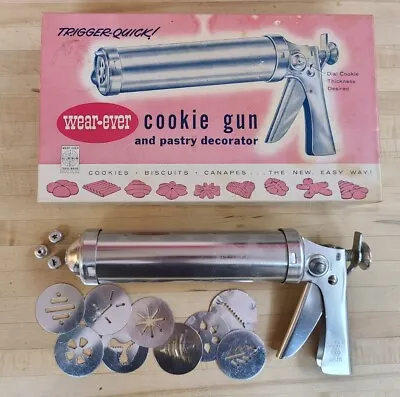 Vintage Wear Ever Wearever Aluminum Cookie Gun Press Pastry Decorator Set • $39.99