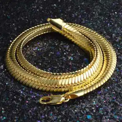 10MM Snake Chain Necklace 925 Sterling Silver Women Fashion Jewelry Gold Plated • $59.99