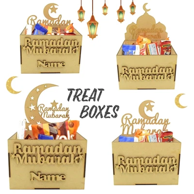 £5.99 • Buy Wooden Islamic Arabic Ramadan Treat Hamper Box Ramadan Mubarak Chocolate Gift