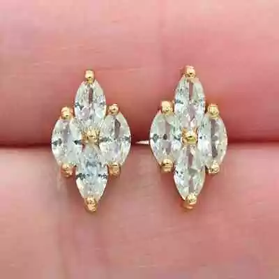 14K Yellow Gold Plated 2Ct Marquise Cut Lab Created Diamond Women's Stud Earring • $90.99
