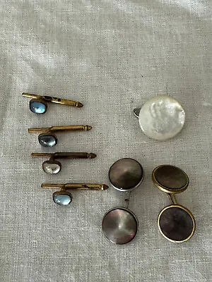 Vintage Lot Of Mother Of Pearl/ Glass  Tuxedo Shirt Button Studs Cufflinks. • $17.99