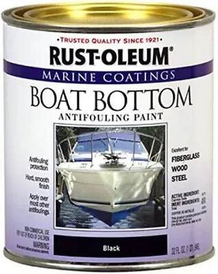 Rust-Oleum 207012 Marine Flat Boat Bottom Antifouling Paint 1-Quart Black • $79.99