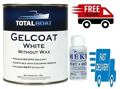 1 Quart No Wax White Marine Gelcoat Boat Building Repair Composite Coating Paint • $60