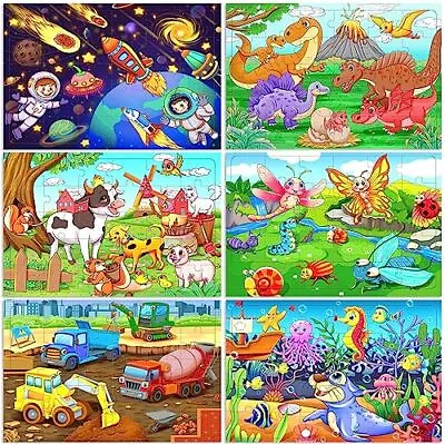 6 Puzzles*30 Pieces Wooden Jigsaw Puzzles For Kids3 4 5 6Year Old 30 Pcs Toys • £14.03