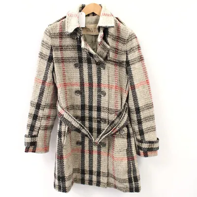 £43 • Buy Ladies BURBERRY Brit Wool Tartan Nova Red Grey Check Wool Belted Coat UK 8 - W30