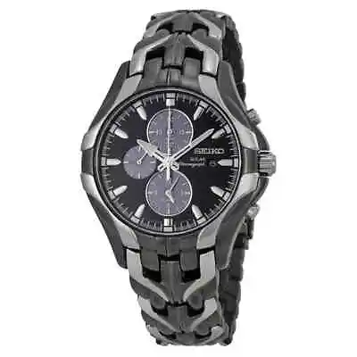 Seiko Solar Chronograph Black Dial Stainless Steel Men's Watch SSC139 • $273.90