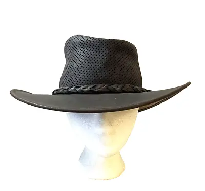 Vintage Minnetonka The Fold Up Brown Leather Western Cowboy Hat Men's Medium • $19.99