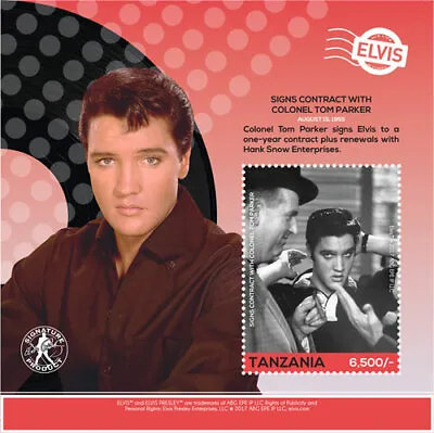 Tanzania 2017 - Elvis Presley - Signs Contract W/ Colonel Tom Parker - S/S - MNH • $6.10