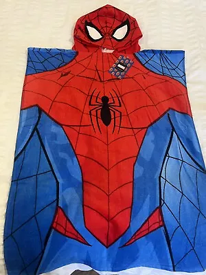 Boys Spider-Man Beach Towel Hooded Poncho Size L 9-13 Years • £12.50