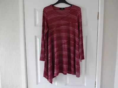 £20 • Buy Yong Kim Crinkle Knit Tunic Size 10 Colour Cranberry New