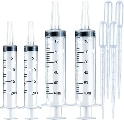4 Pack 20ml & 60ml Plastic Syringe Large Syringes Without Needle For Scientific • $12.89