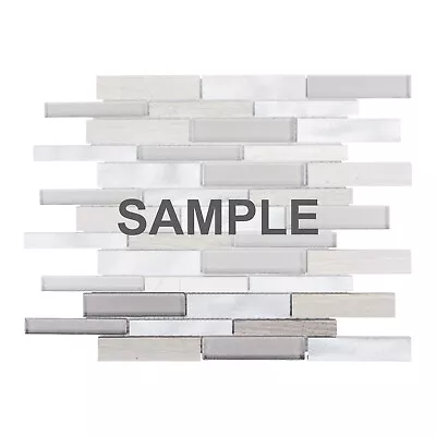 Taupe Gray White Oak Marble Stone Glass Aluminum Mosaic Tile Kitchen Backsplash • $3.99