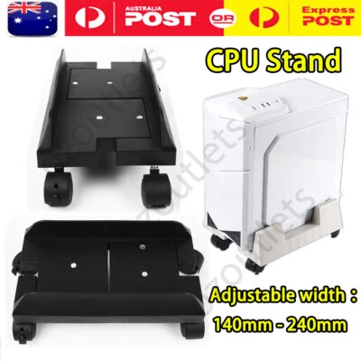$19.99 • Buy PC Case Desktop CPU Stand Holder Computer Tower Rolling Wheels Adjustable White
