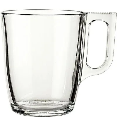 Two Large Luminarc Nuevo Clear Glass Tea Coffee Chai Cappuccino Cups Mugs 320ml • £8.99