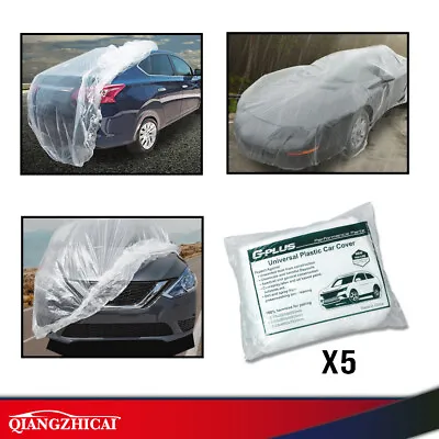 5 Pack Clear Plastic Temporary Universal Disposable Car Cover Rain Dust Garage • $31.55