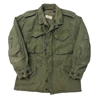 Vintage 1960s Vietnam M-65 US OG-107 Sateen Army Field Jacket Men's Small Short • $79.95