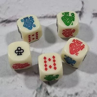 Vintage Poker Dice Lot Of 5 6-Sided Rounded Corners Gambling Las Vegas  • $12.74