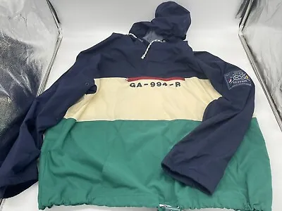 $55 • Buy Gant Rough Weather Jacket Color Blocking Windrunner Hoodie Retro Size Large