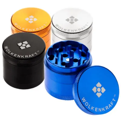 Wolkenkraft 40mm Herb Aluminium Grinder Compact Pocket 4 Piece Kief Gauze • £11.95