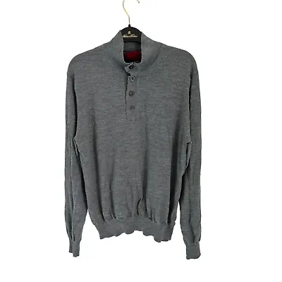 CULLEN Merino Wool Henley Knitted Long Sleeve Gray High Neck • $29.99