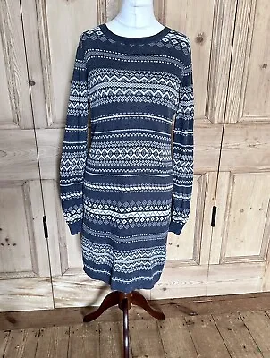 Jojo Maman Bebe Maternity Grey Fairisle Knit Tunic  Jumper Dress Size M 12-14  • £24