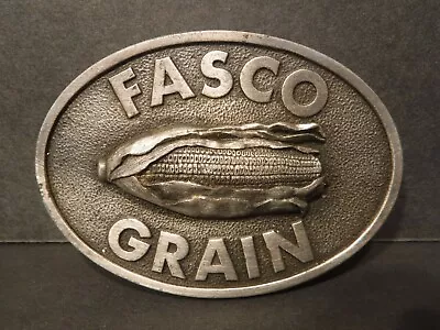 Vintage Collectible 1978 Fasco Grain Pewter Belt Buckle Fasco Mills Co. Corn • $10.95