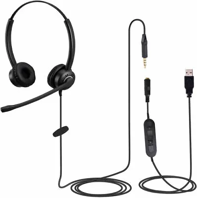 £11.95 • Buy USB / 3.5MM Wired Office Headset Headphones With Mic Microphone Call Center UK