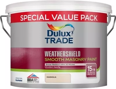 Dulux Trade Weathershield Smooth Masonry Paint Magnolia 7.5L • £36.99