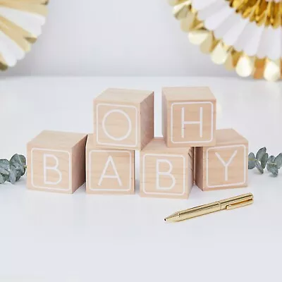 £13.95 • Buy Wooden Baby Blocks Guest Book Alternative Shower Gift Present Decoration (OB124)