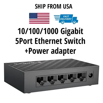 Gigabit 5 Port RJ-45 LAN Duplex Ethernet Switch Hub 10/100/1000mbps • $16.19