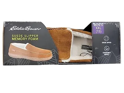 Eddie Bauer Men's Suede Memory Foam Faux Fur Lined Slipper Tan XXL (13) • $19.99