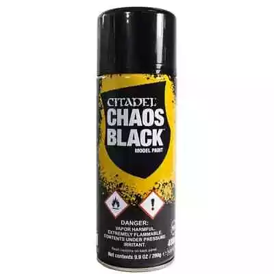 Citadel Colour CHAOS BLACK Spray (400 Ml) Games Workshop Primer Layer Paint • £14.99