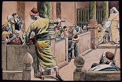£15 • Buy Magic Lantern Slide BLIND MAN TELLING HIS STORY C1890 DRAWING RELIGION TISSOT