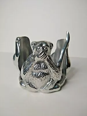 Mariposa Monkey See Hear Speak No Evil Candle Holder Monkies Aluminum Mexico • $29.98