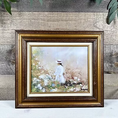 Max Karp - Edwardian Girl In White Dress & Hat Enamel Over Copper Painting • $500