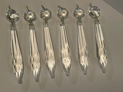$14 • Buy Crystal Clear Chandelier Prisms Lamp Light Replacement Parts Vintage Lot Of 6