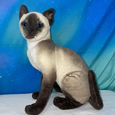Tiger Tale Toys Siamese Cat Plush 14” Realistic Blue Eyes Stuffed Animal Toy • $10