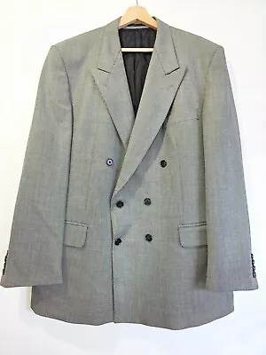 Magee Double Breasted 44R Relaxed Fit Grey 100% Pure New Wool Blazer Jacket • $36.98