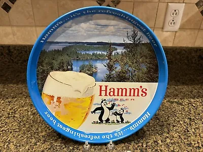 Vintage 60’s Hamm’s Beer Dancing Bear Metal Serving Tray 12” Tavern Bar Pub Tray • $50