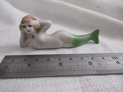 Vintage Mermaid Sea Maiden Figurine Laying Bathing Beauty Japan  3.5  Long Green • $29.99