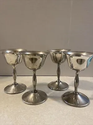 Vintage MM Co. EPNS Silver Plated Wine/Sherry Etched Goblets Set Of 4. 4 7/8” • $10.20