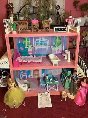 VINTAGE 1984 MATTEL BARBIE GLAMOUR Dollhouse W/Accessories • $299.99