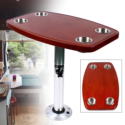 RV Boat Marine Caravan Table Elm Table Top Base Holder With Cup Stand 22-28  USA • $198.55